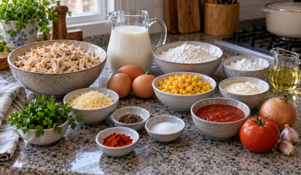 Ingredientes para Torta de Frango de Liquidificador