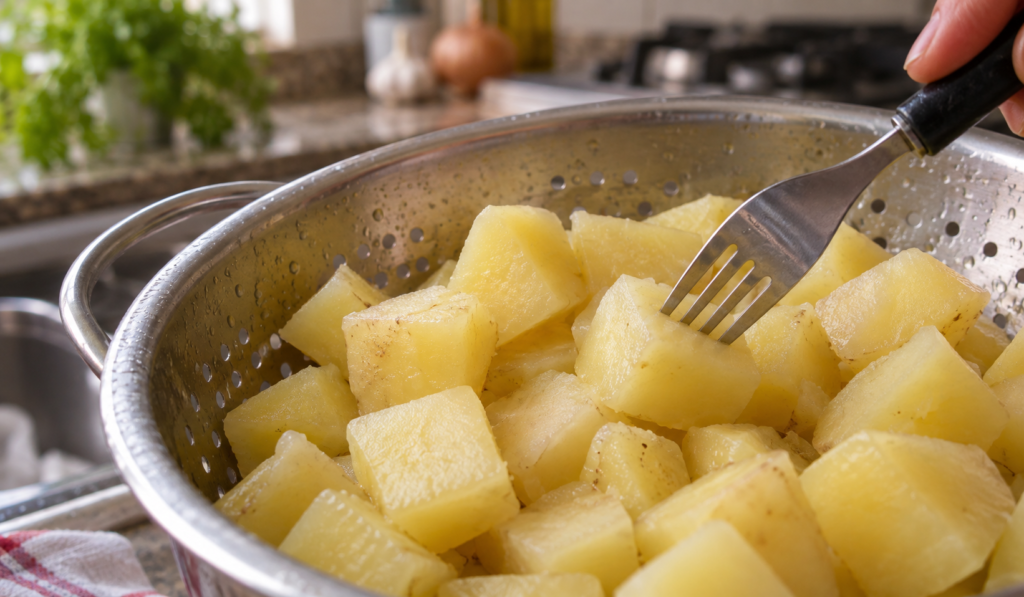 Batatas Cozidas no Escorredor